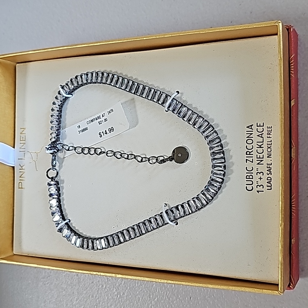Pink Linen Cubic Zirconia Necklace